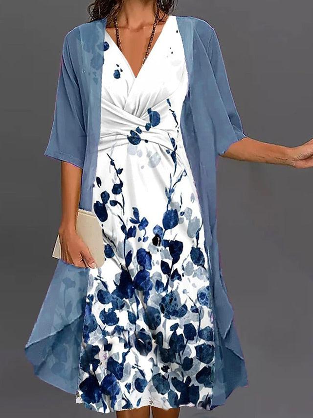 Zweiteiliger Floral-Midi-Kleid