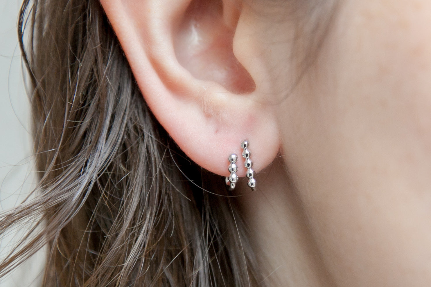 Doppel-Ohrringe aus Silber mit Perlen | Shop Nory