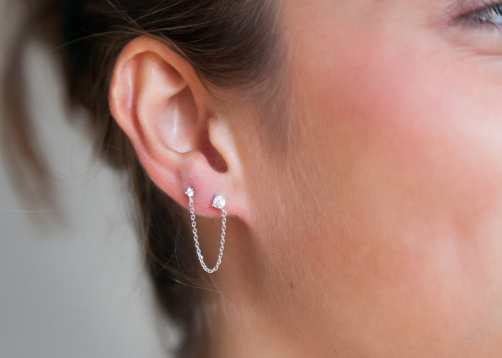 Doppel-Ohrstecker mit Zirkonia aus Silber | Shop Nory