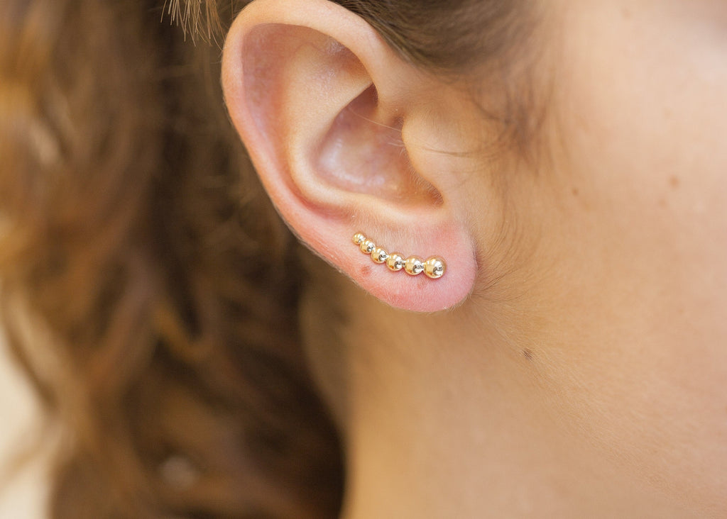 Ohrringe Ear Climber Kugeln vergoldet | Shop Nory