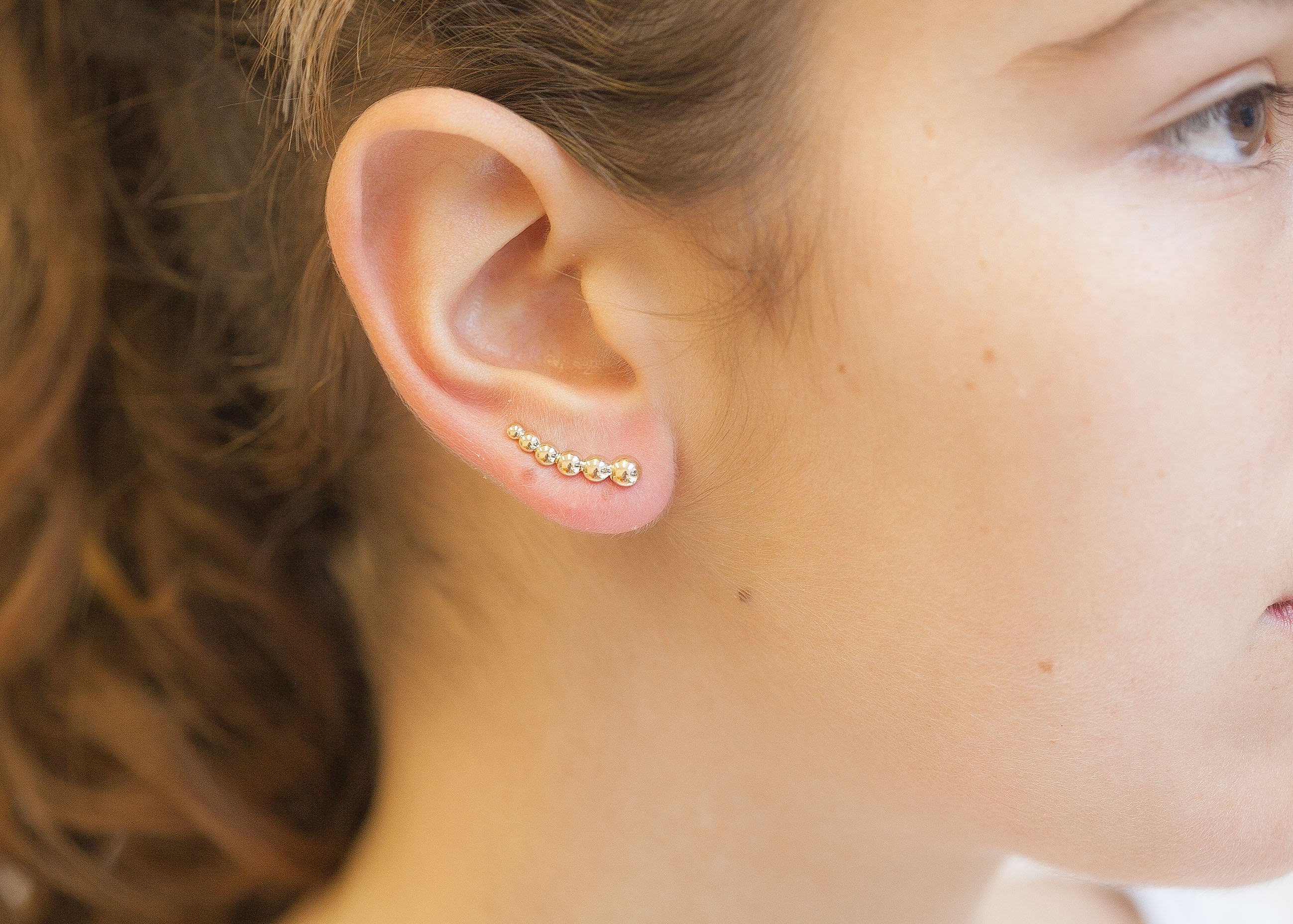 Ohrringe Ear Climber Kugeln vergoldet | Shop Nory