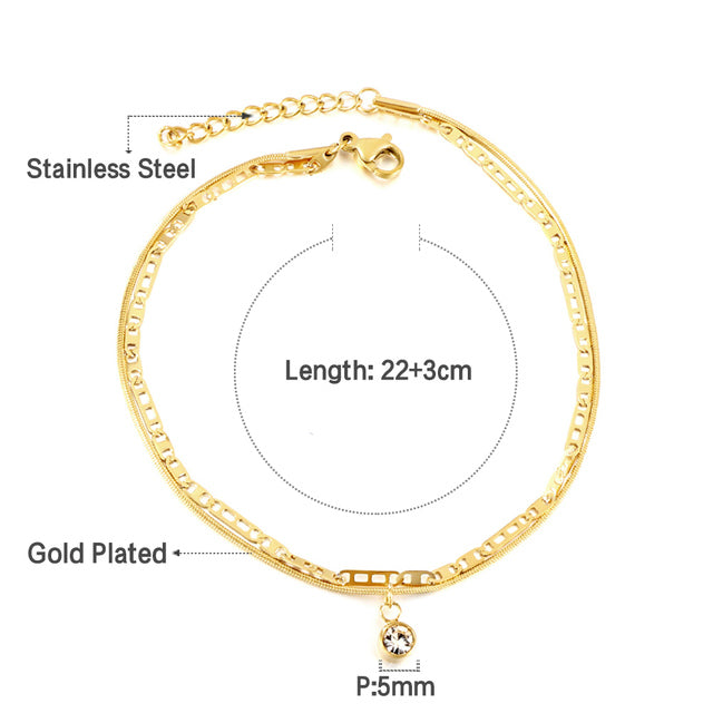 Doppelkettenstern Kristall Schwarz Perlen Fußkette | Shop Nory