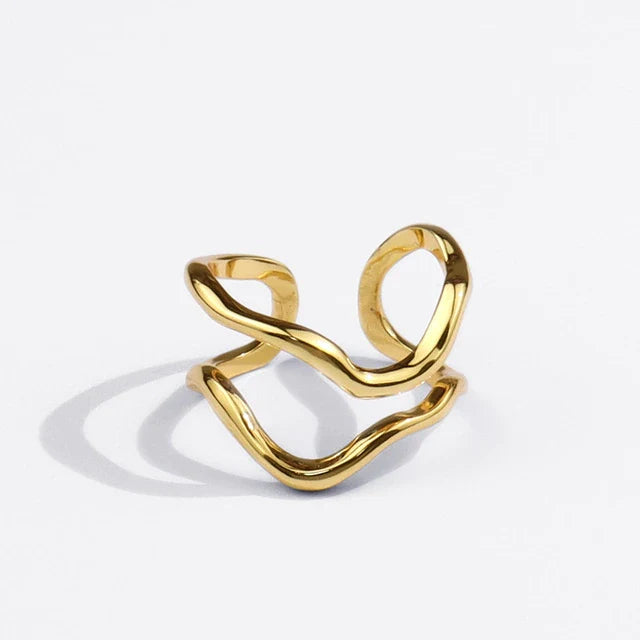 Doppelter unregelmäßiger Linien geometrischer Ring | Shop Nory