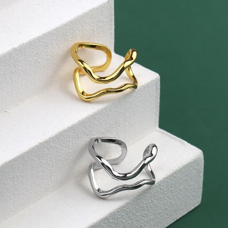 Doppelter unregelmäßiger Linien geometrischer Ring | Shop Nory