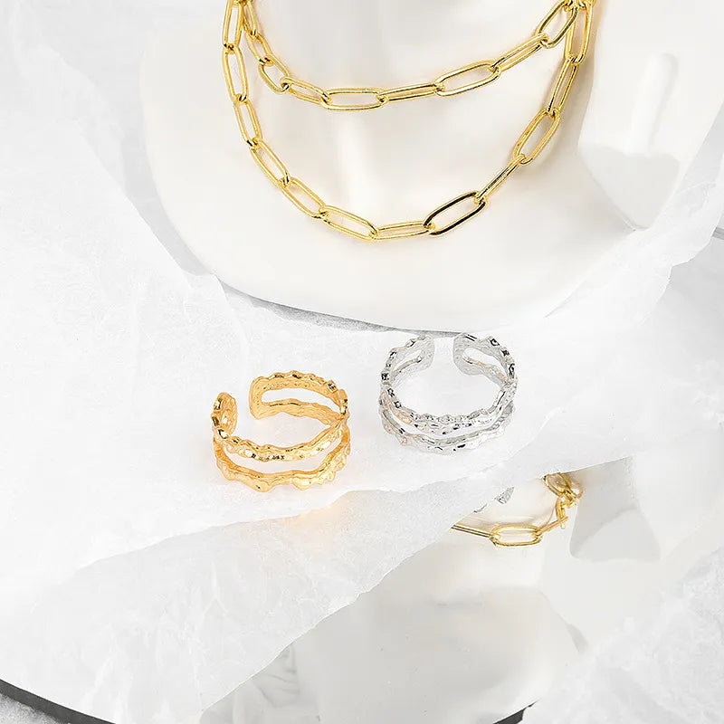 Doppellagige geometrische Ringe Offene Fingerringe | Shop Nory