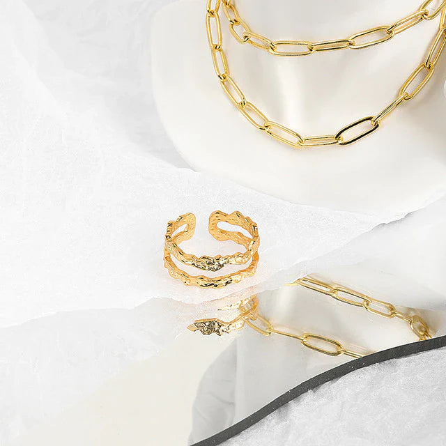 Doppellagige geometrische Ringe Offene Fingerringe | Shop Nory