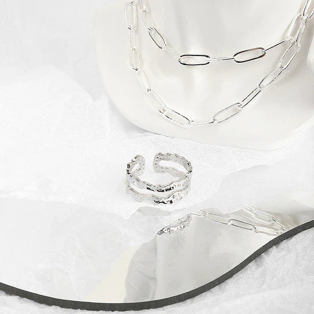 Doppellagige geometrische Ringe Offene Fingerringe | Shop Nory