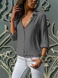 Klassische Knopfleistenbluse mit Langen Ärmeln für Damen