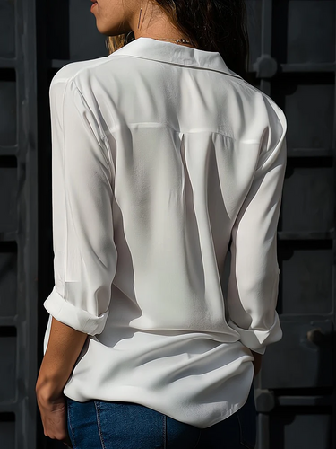 Klassische Knopfleistenbluse mit Langen Ärmeln für Damen