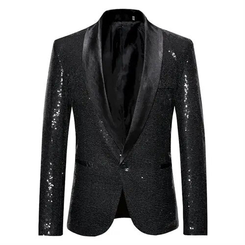Glänzendes goldenes Squin-Glitz mit Knopf fleece Herren Blazer