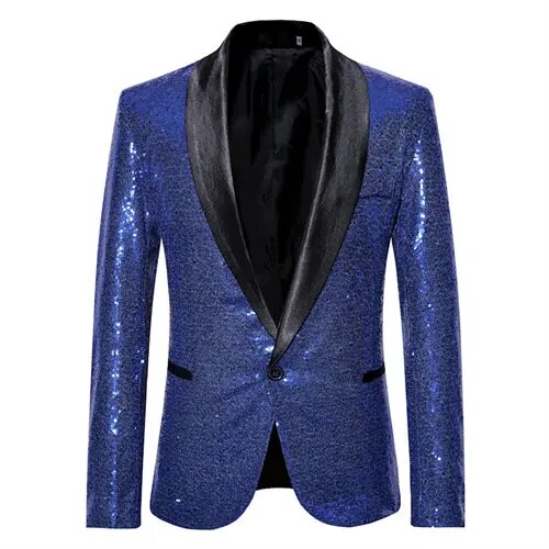 Glänzendes goldenes Squin-Glitz mit Knopf fleece Herren Blazer