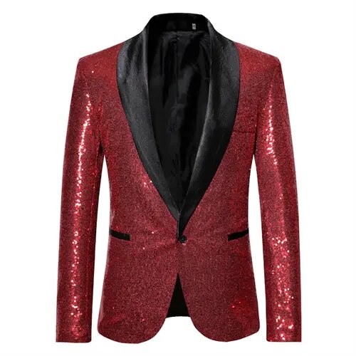 Glänzendes goldenes Squin-Glitz mit Knopf fleece Herren Blazer