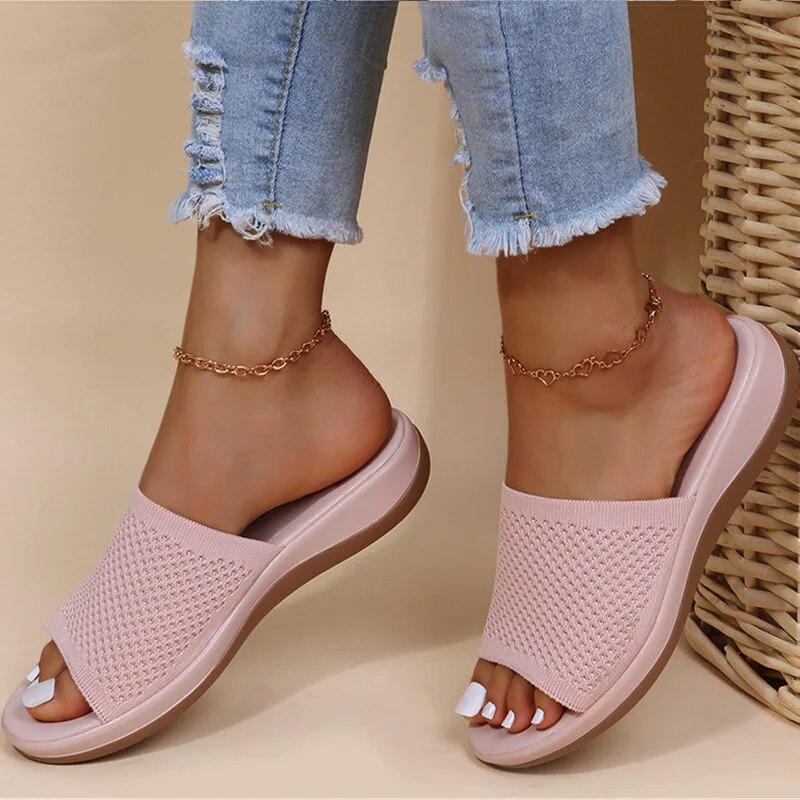 Atmungsaktive Mesh-Slip-On-Sandalen für Damen