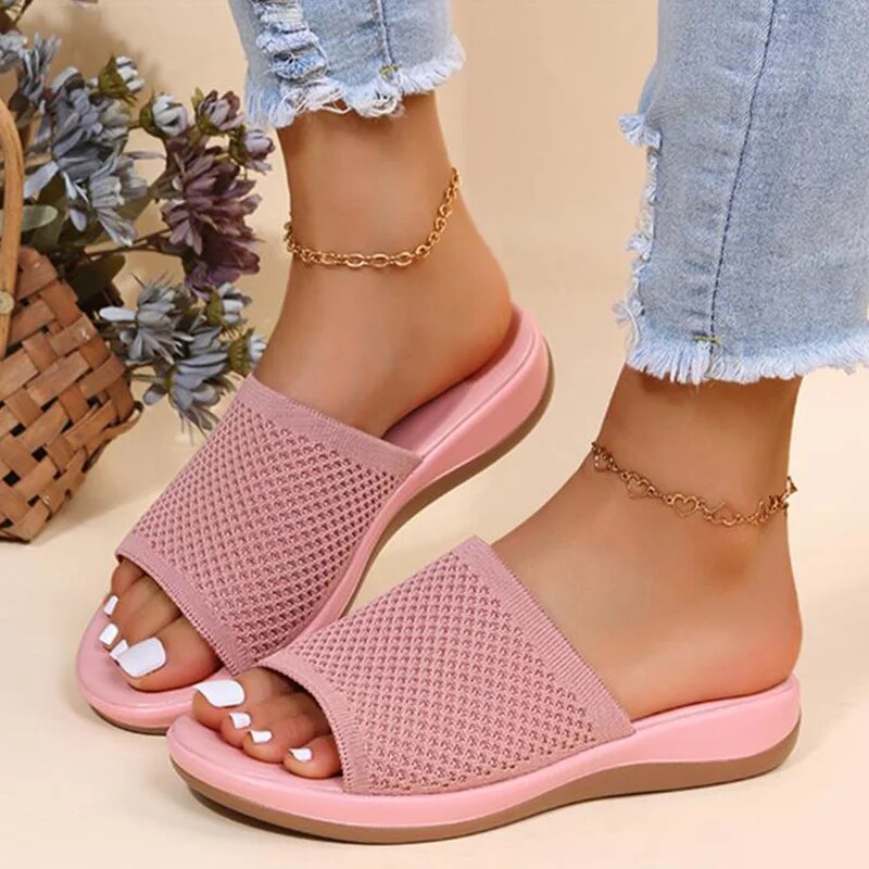 Atmungsaktive Mesh-Slip-On-Sandalen für Damen