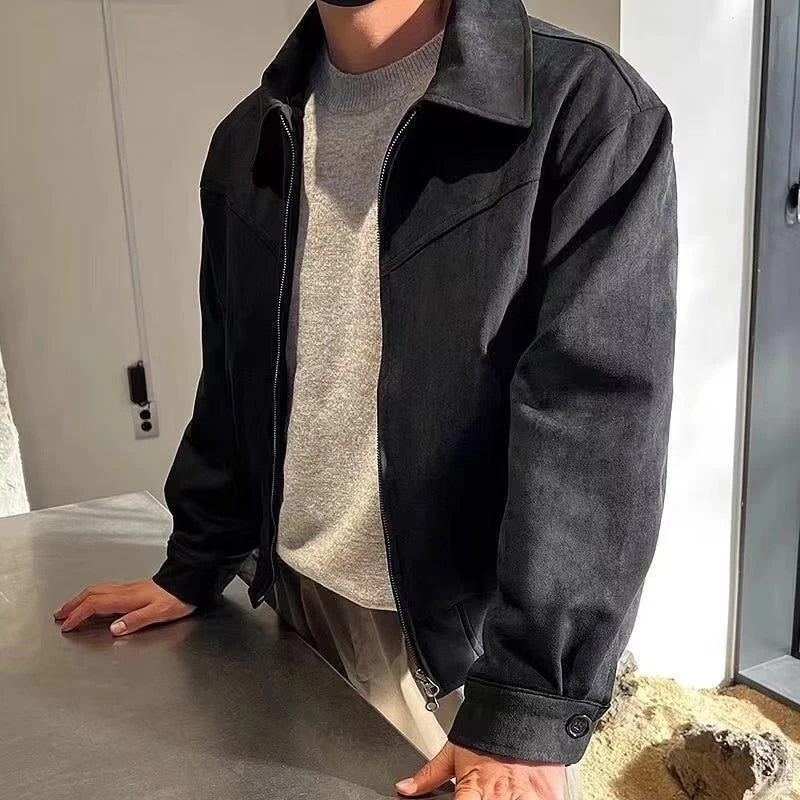 Shopnory | Vintage Jacke Herren mit Klassischem Kragen und Reißverschluss