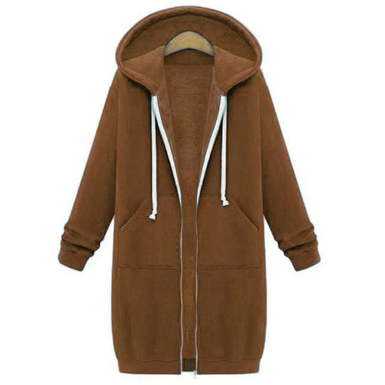 Lange Kapuzenjacke