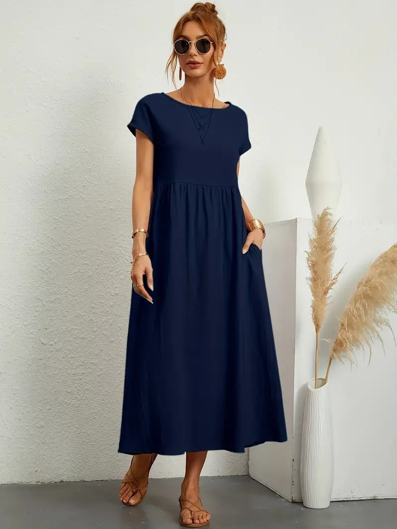 Raffinierte Leinen Sommerkleid mit Praktischen Taschen