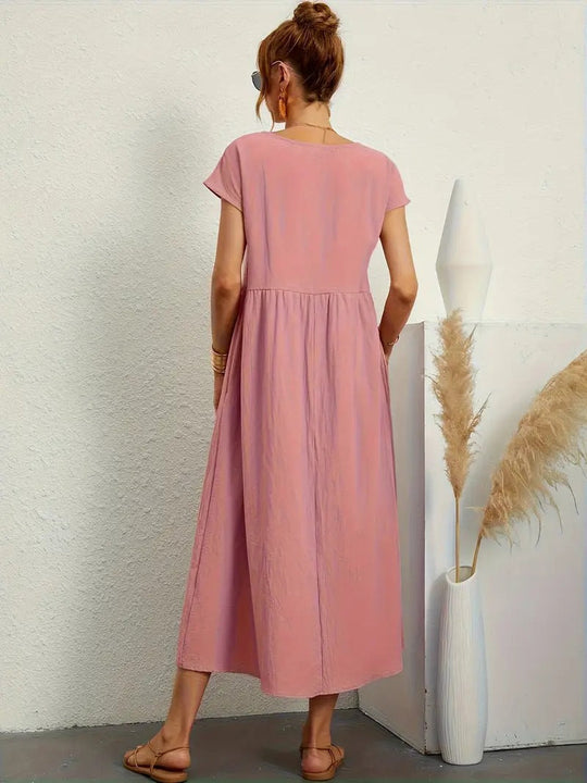 Raffinierte Leinen Sommerkleid mit Praktischen Taschen