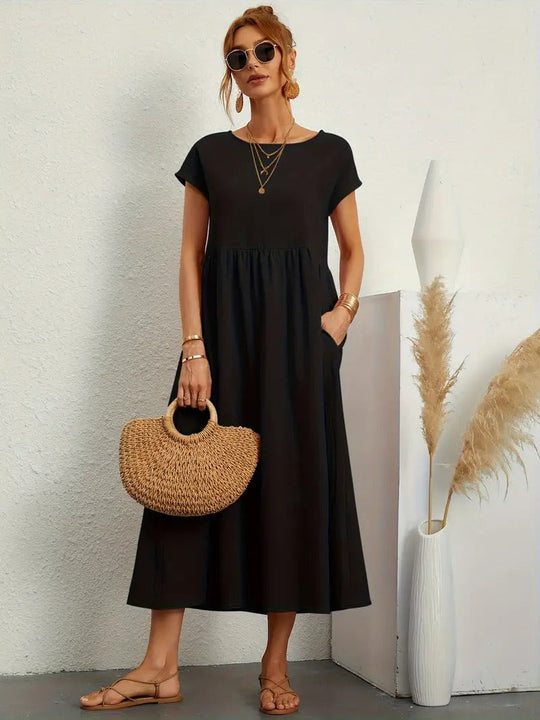 Raffinierte Leinen Sommerkleid mit Praktischen Taschen