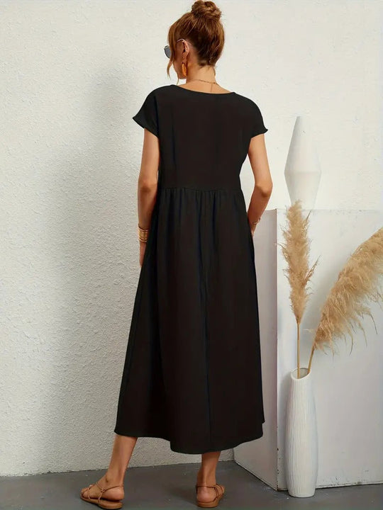 Raffinierte Leinen Sommerkleid mit Praktischen Taschen