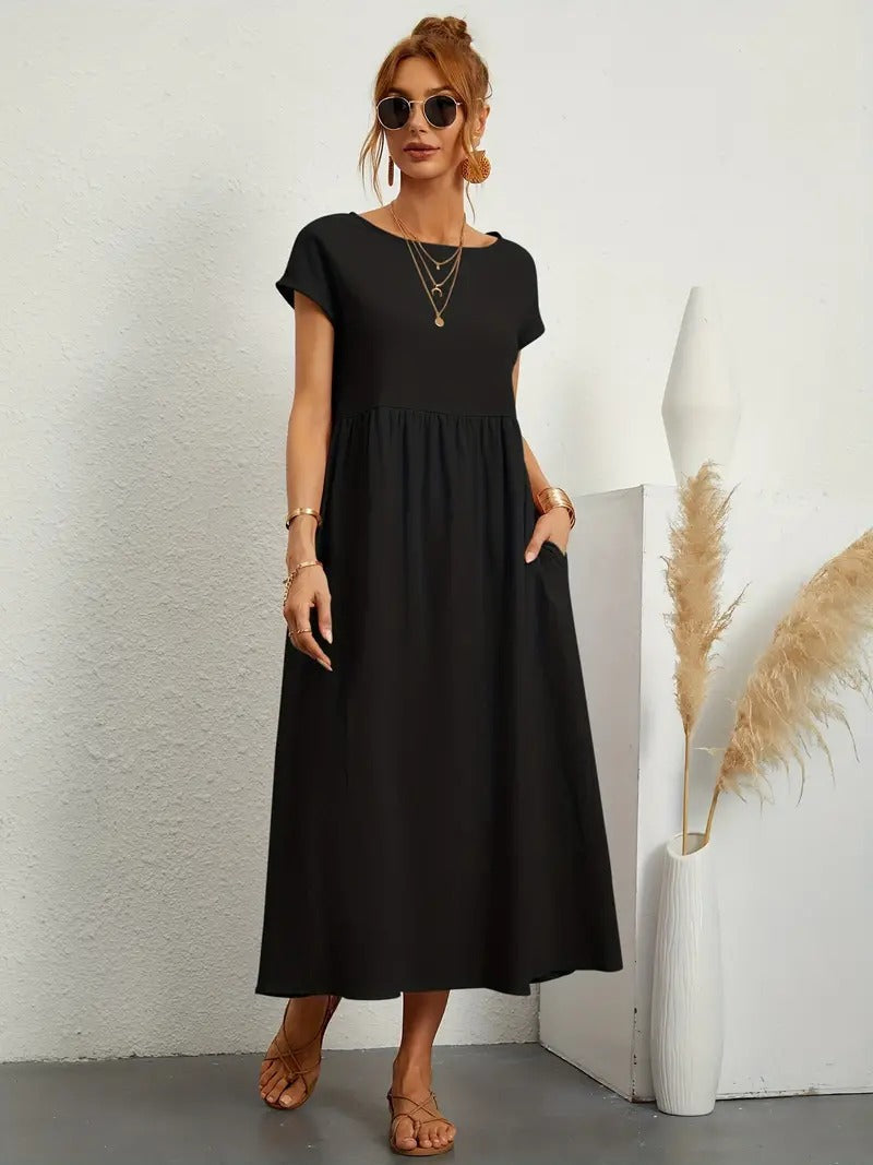 Raffinierte Leinen Sommerkleid mit Praktischen Taschen