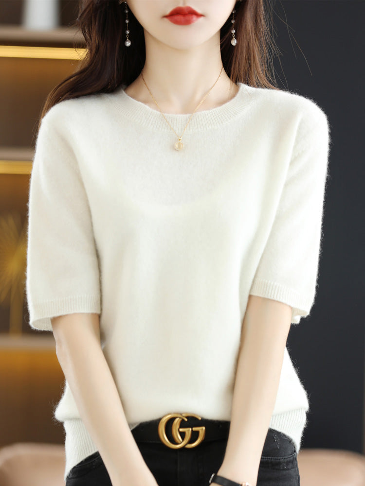 Soft Cashmere T-Shirt With Round Neck