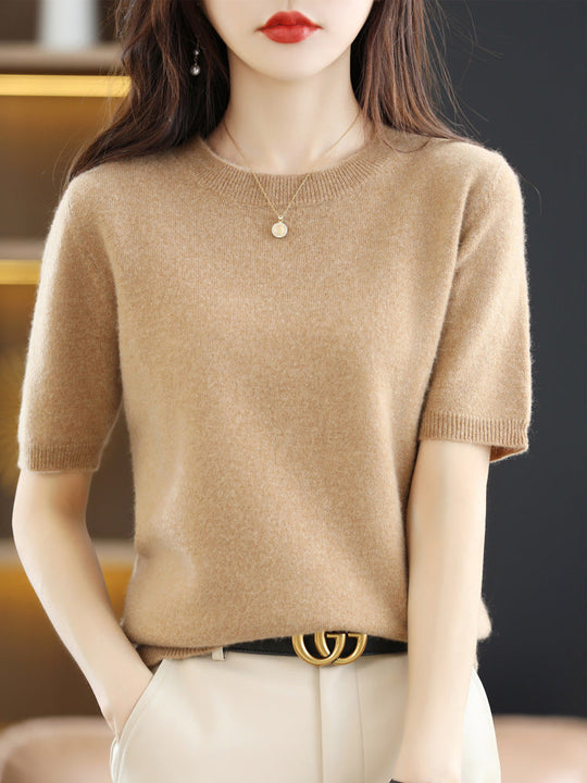 Soft Cashmere T-Shirt With Round Neck
