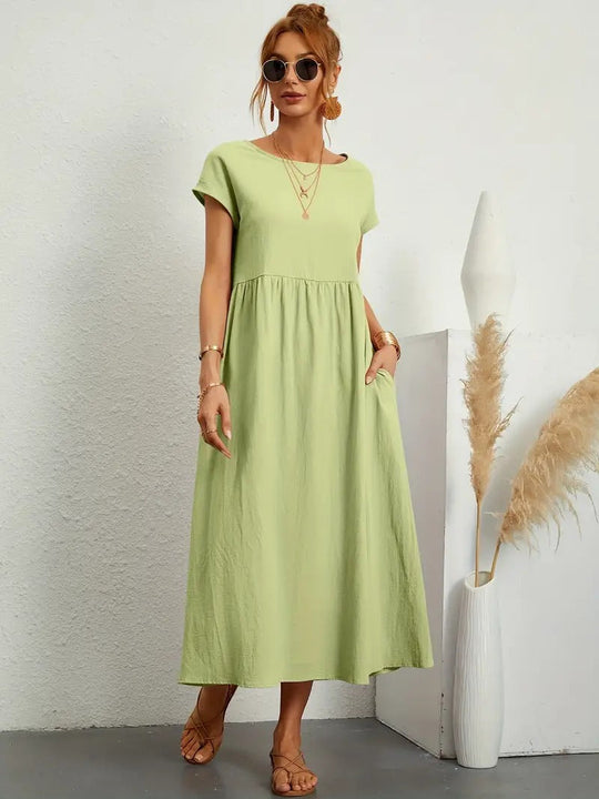 Raffinierte Leinen Sommerkleid mit Praktischen Taschen