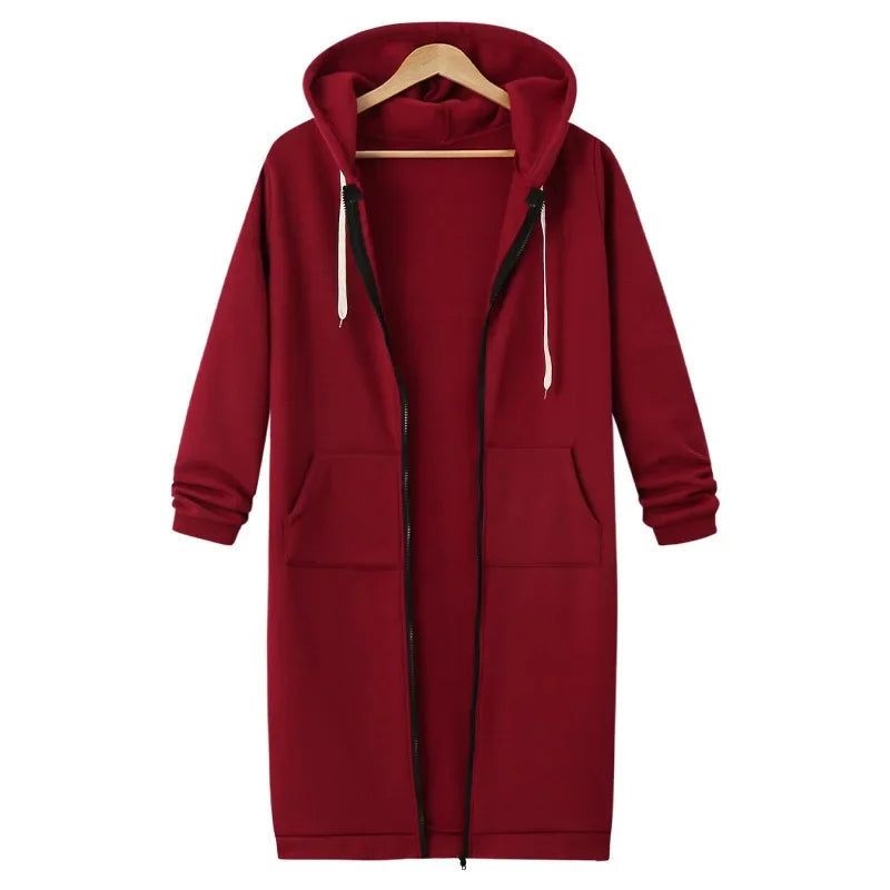 Lange Kapuzenjacke