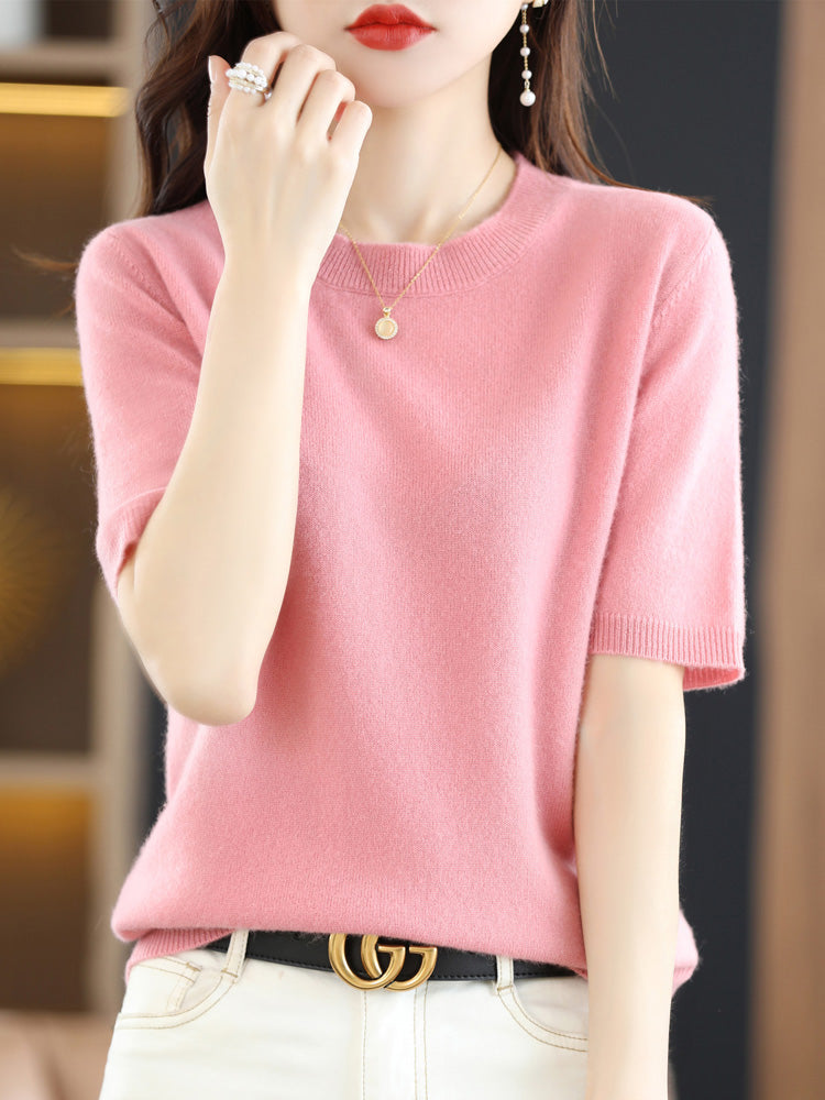 Soft Cashmere T-Shirt With Round Neck