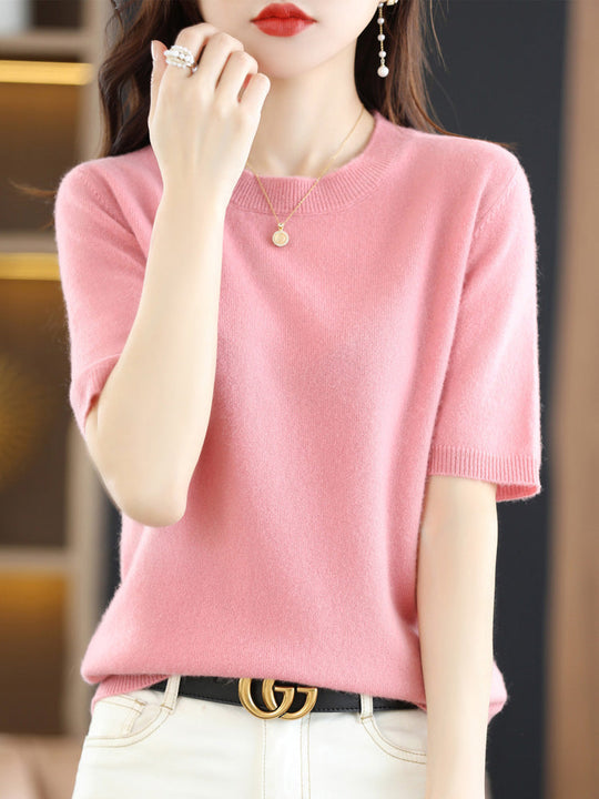 Soft Cashmere T-Shirt With Round Neck