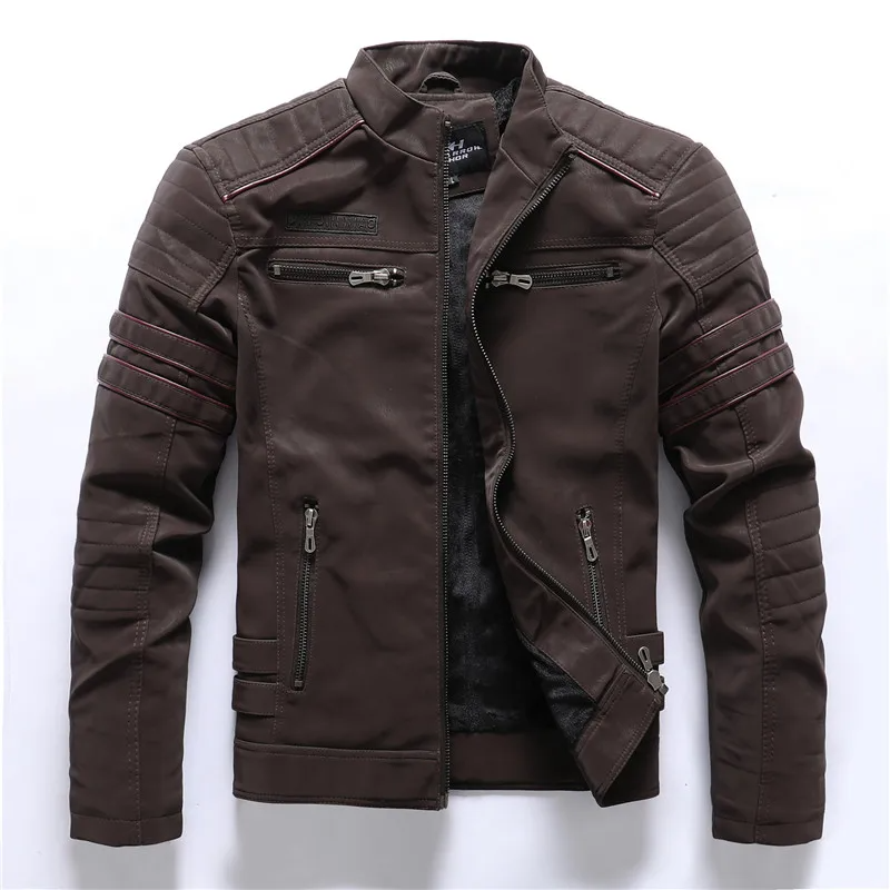 Motorradjacke Slim Fit Fleece-Futter Steppdetails Reißverschlusstaschen
