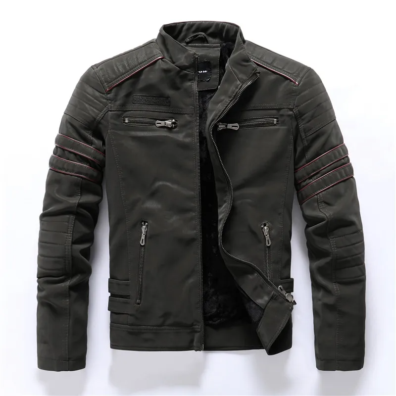 Motorradjacke Slim Fit Fleece-Futter Steppdetails Reißverschlusstaschen