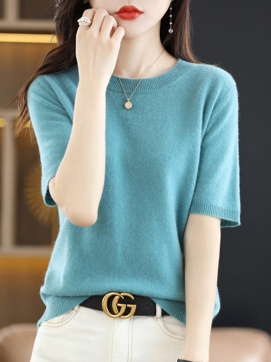 Soft Cashmere T-Shirt With Round Neck