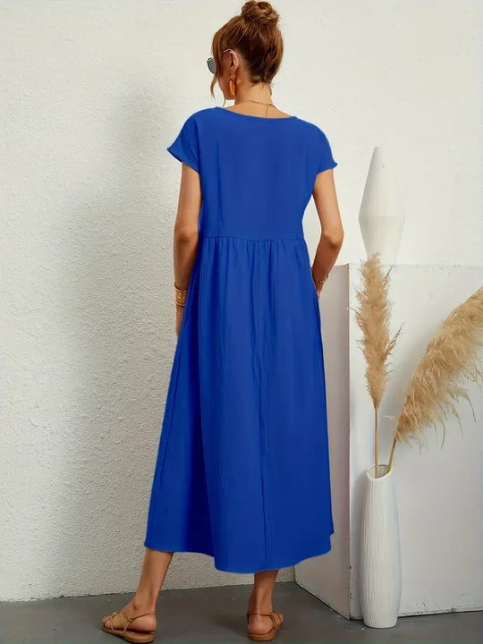 Raffinierte Leinen Sommerkleid mit Praktischen Taschen