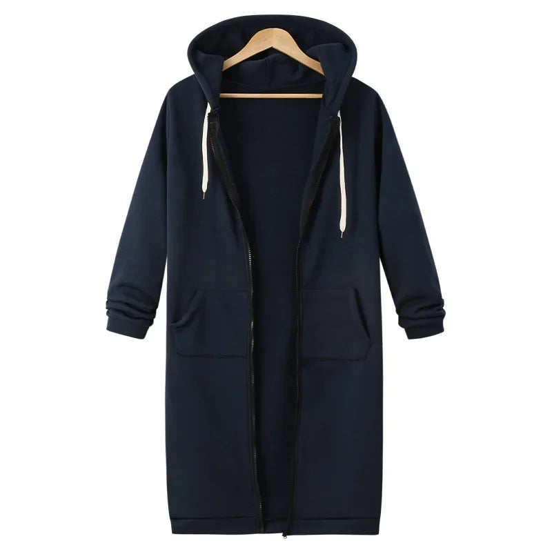 Lange Kapuzenjacke