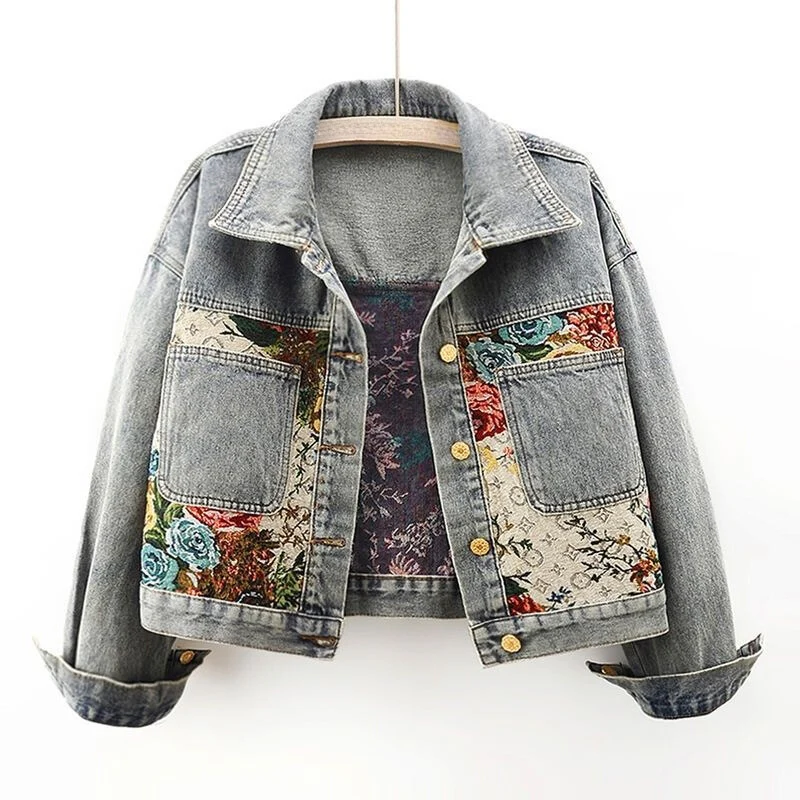 Floral Jeansjacke für Damen Juli