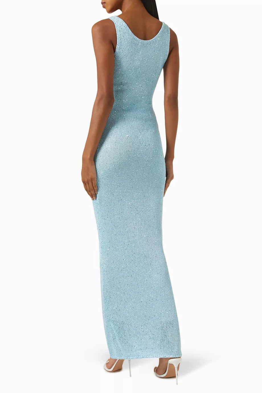 Pailletten-Detail Maxikleid Hellblau