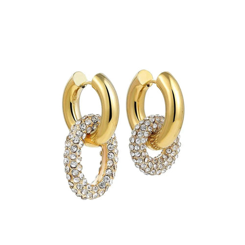 Dual Diamond Circle Huggie Ohrringe