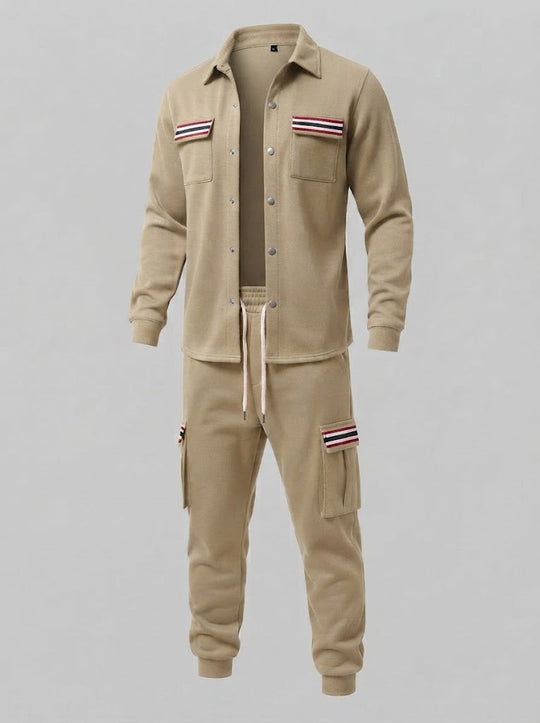 Herren-Cargo-Jogginganzug mit Overshirt, Kordelzug und kontrastierenden Klappentaschen Shop Nory