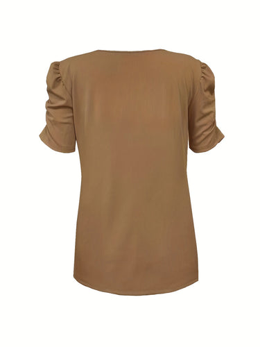 Elegantes Geripptes V-Ausschnitt T-Shirt für Damen