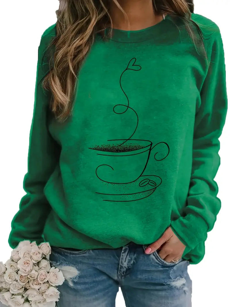 Gemütliches Kaffee Grafisch Sweatshirt