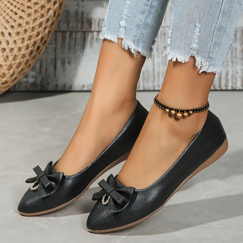 Damen Schicke Schleifen Puppe Schuhe Elegant