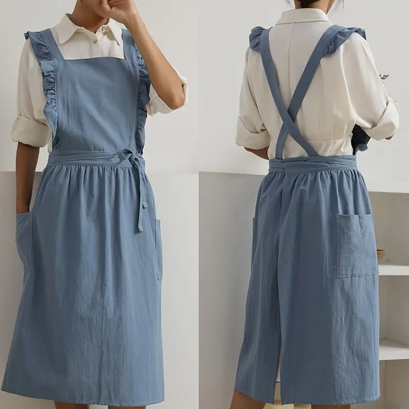 Retro Schürze mit Rüschen und Taschen