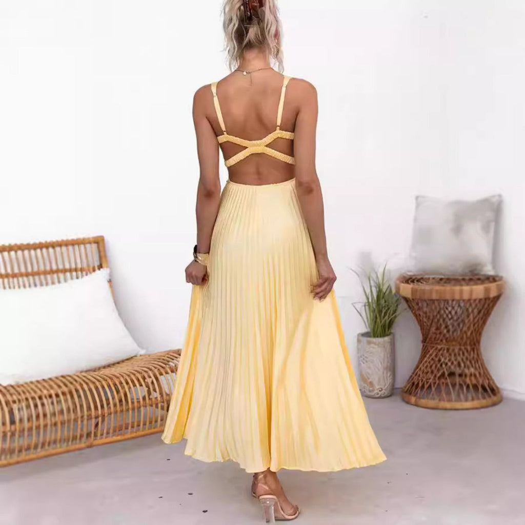 Shopnory | Kleid aus Satin mit Hosenträgern