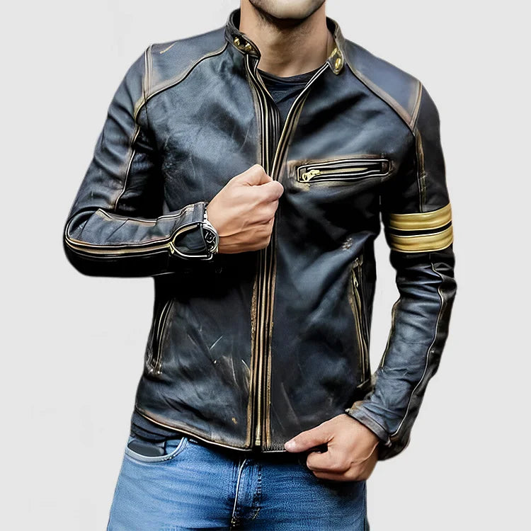 Stehkragen Farbe Block Biker Zip Up jacke