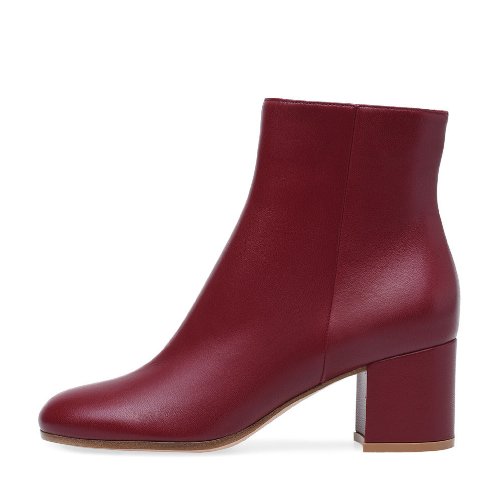ShopNory | Damen Chunky Heel Rund-Toe Mittel-Hügel Stiefel