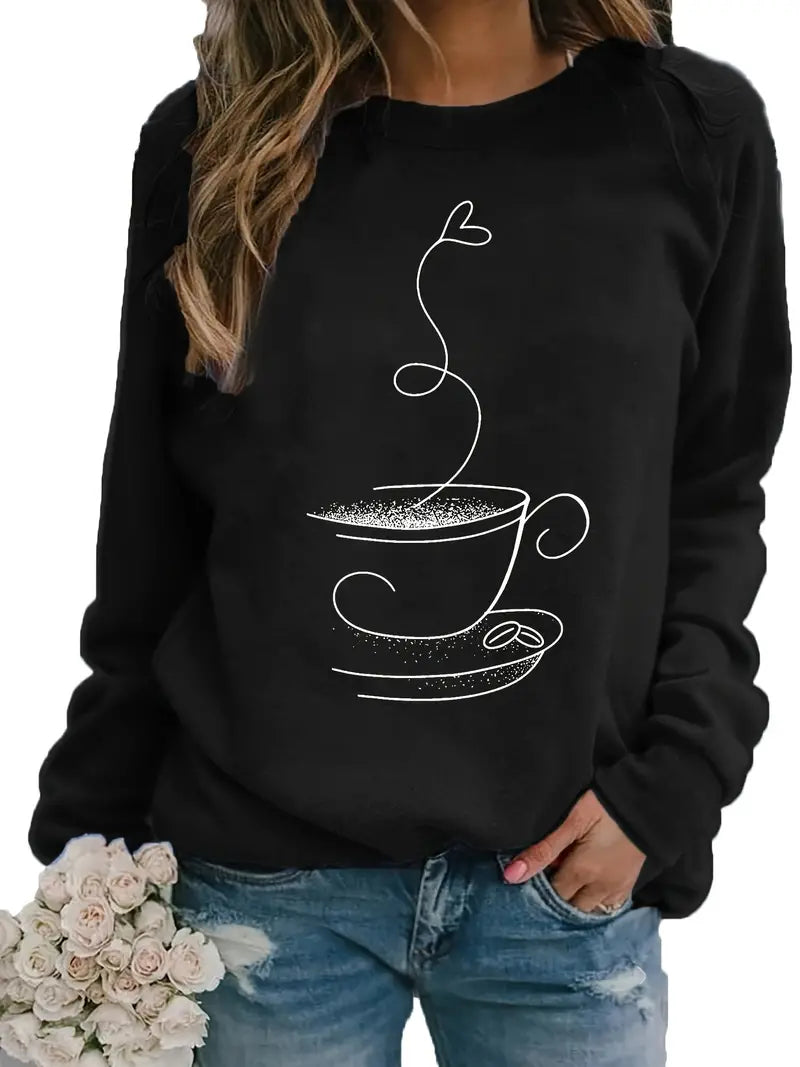 Gemütliches Kaffee Grafisch Sweatshirt