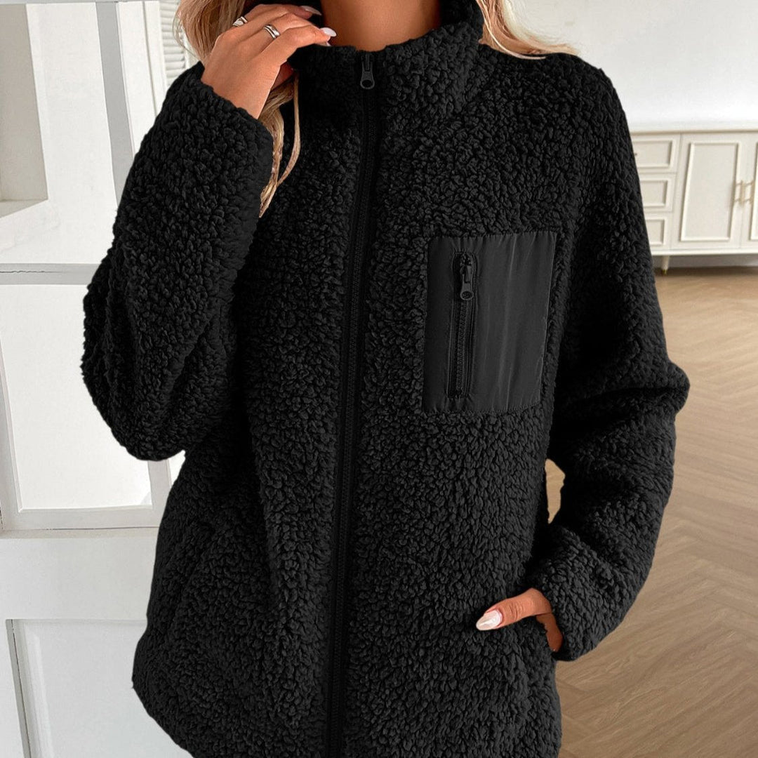 Lässige Winter Zip-Up Fuzzy Jacke für Damen
