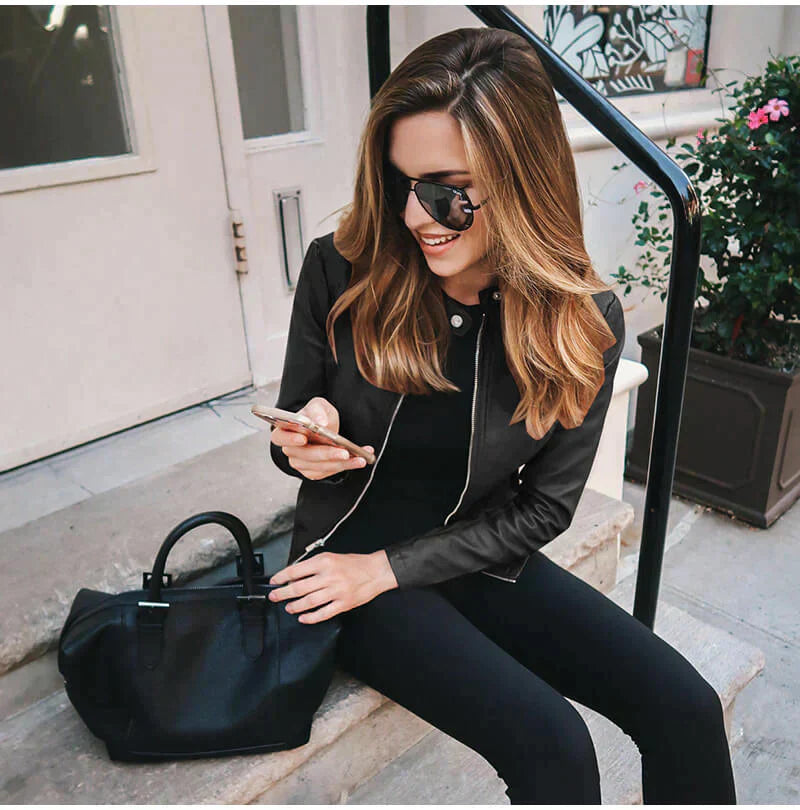Elegante Italienische Lederbikerjacke